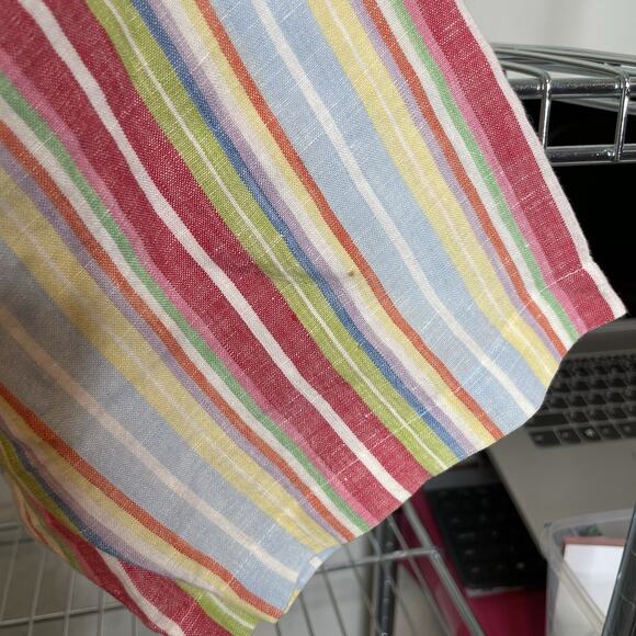 Havana Nine Men's Linen Striped Short Sleeve Button Up Shirt Size XL Preppy - Picture 9 of 15